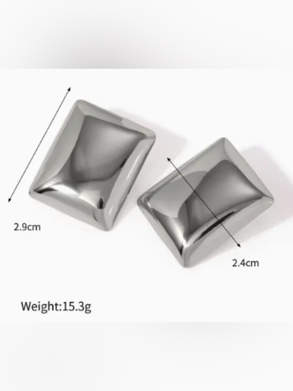 Mayamar Stainless Steel Bold Rectangle Statement Earrings NWT Silicone Tube Stud